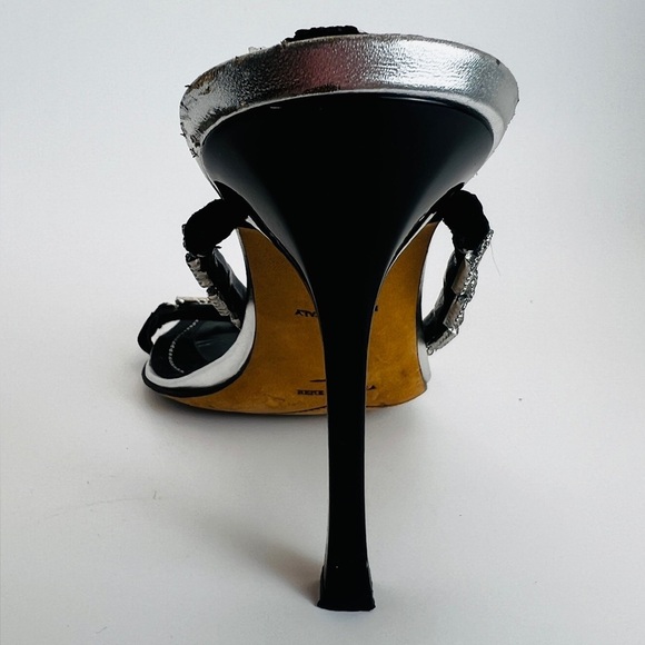 Rare vtg y2k Rene Caovilla Crystal Interlocking embellished double strap heels - Picture 13 of 14